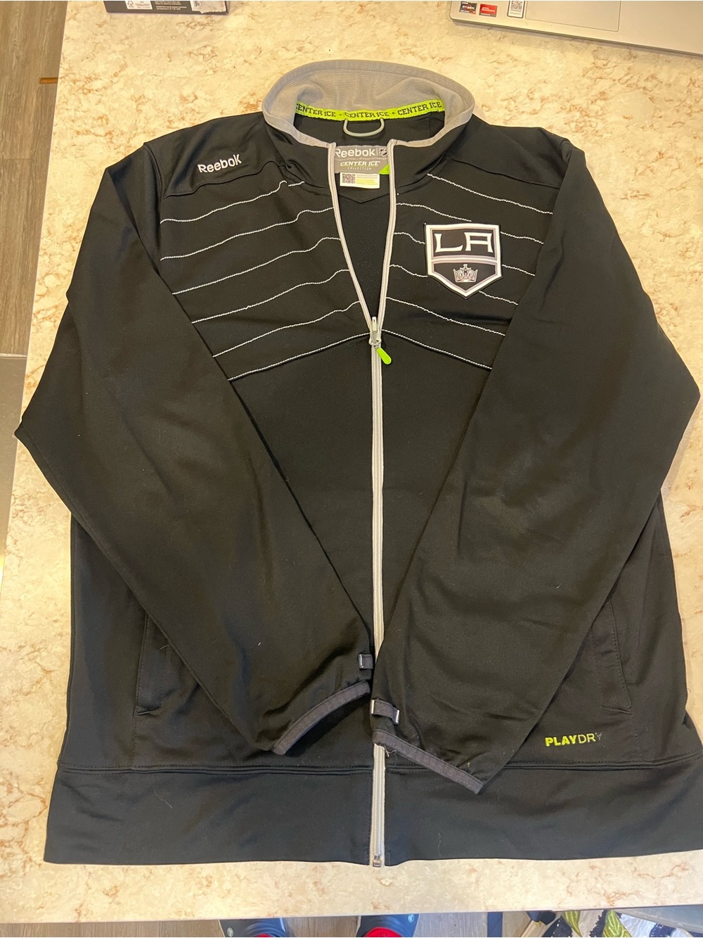 Reebok Center Ice LA Kings Zip Up Black Sweatshirt